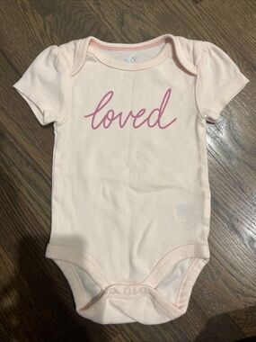 cloud island Pale Pink 'Loved' Short Sleeve Bodysuit